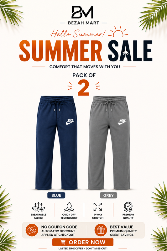 Premium Pack of 2 Straight-Fit Trousers for Men(Blue,Grey)