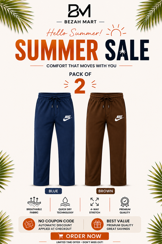Premium Pack of 2 Straight-Fit Trousers for Men(Blue,Brown)