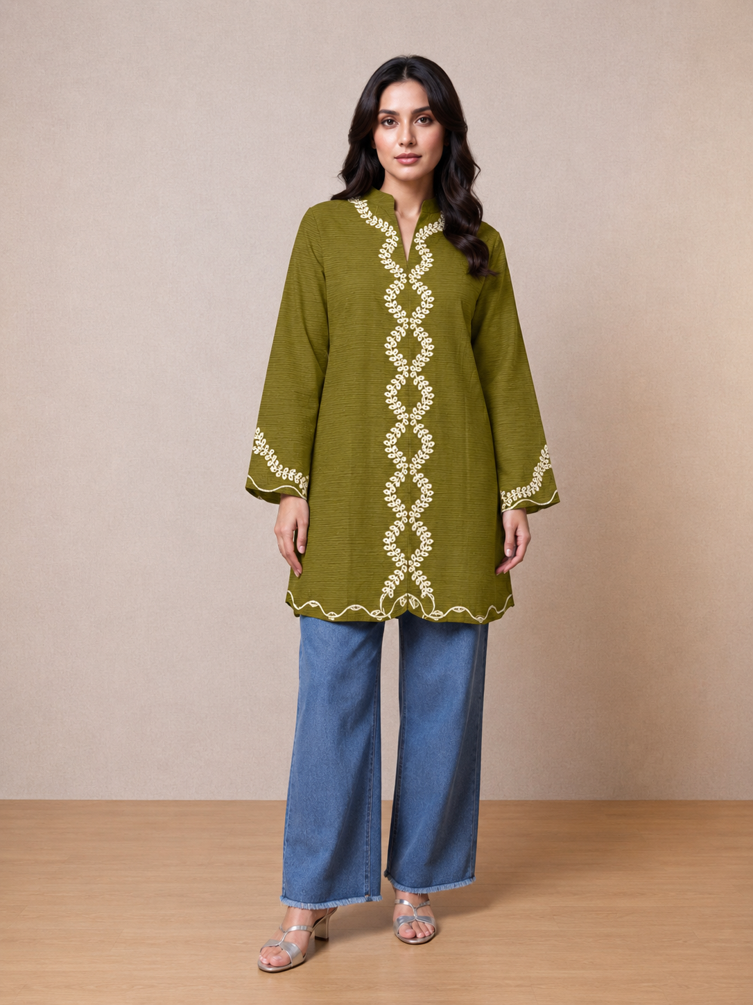 Women's Embroidered Top with Baggy Jeans| Premium Cotton Casual & Festive Wear