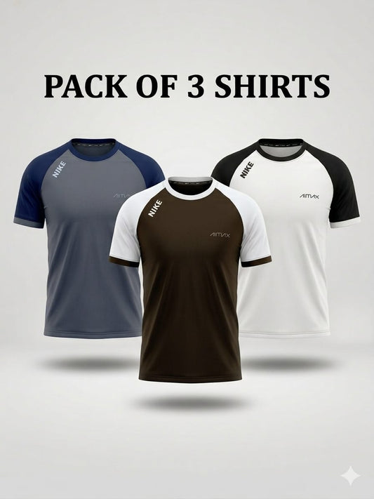 Pack of 3 Premium Dry-Fit T-Shirts