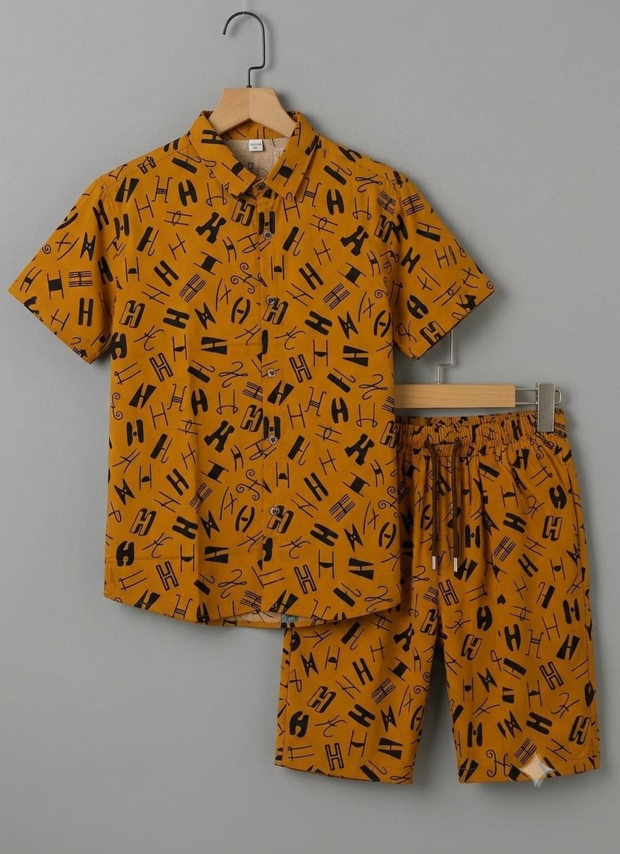 Men's Summer Niker Shirt — China Linen (Golden + Black)