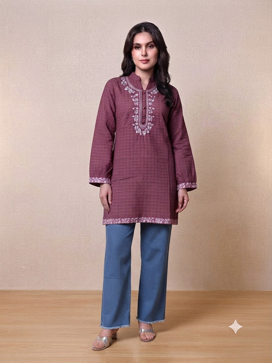 Women's Embroidered Top with Baggy Jeans| Premium Cotton Casual & Festive Wear